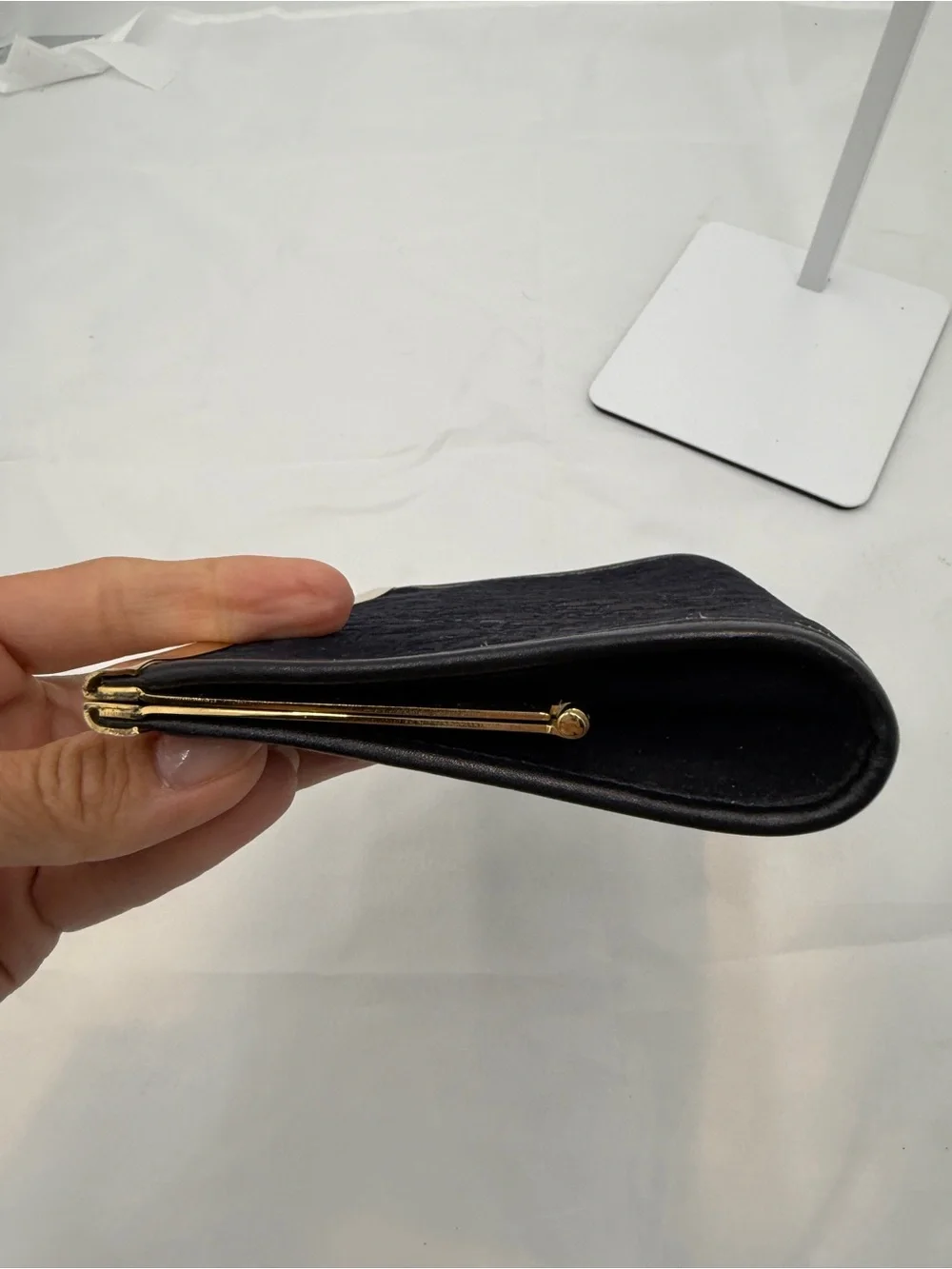 Authentic Vintage Christian Dior Black Trotter Monogram Clasp Coin Purse Pouch